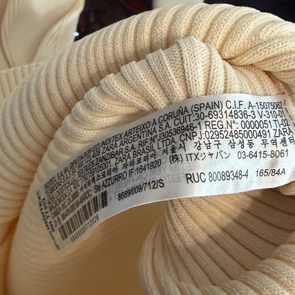 Rare Zara Ecru Ribbed Knit Midi Dress Sculpting Long Sleeve Bodycon Cream Beige - Picture 11 of 14